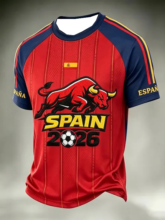Street Fashion In Spain - Spain Football Fan T-shirt Short Sleeved