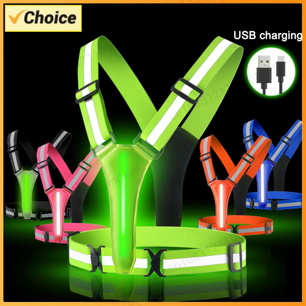 Reflective Jacket Running - LED Reflective Safety Vest Lightweight Adjustable
