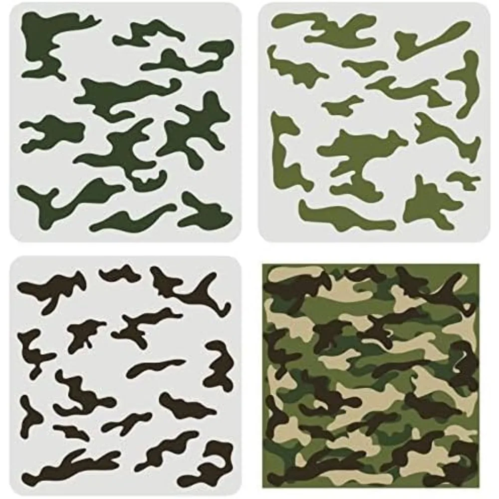 Camo Pattern Set - 3 pcs Camo Stencil Kit 11.8x11.8inch