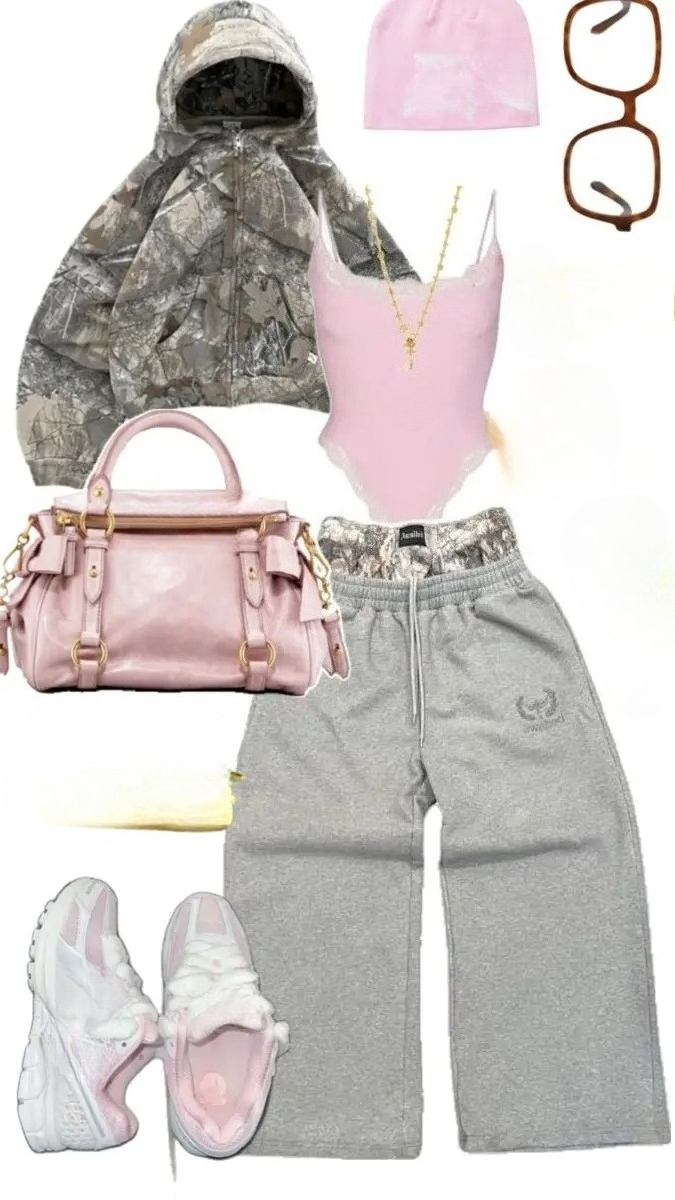 Camo Pattern Set - Y2K Suit Womens Vintage 2000s Hip-hop