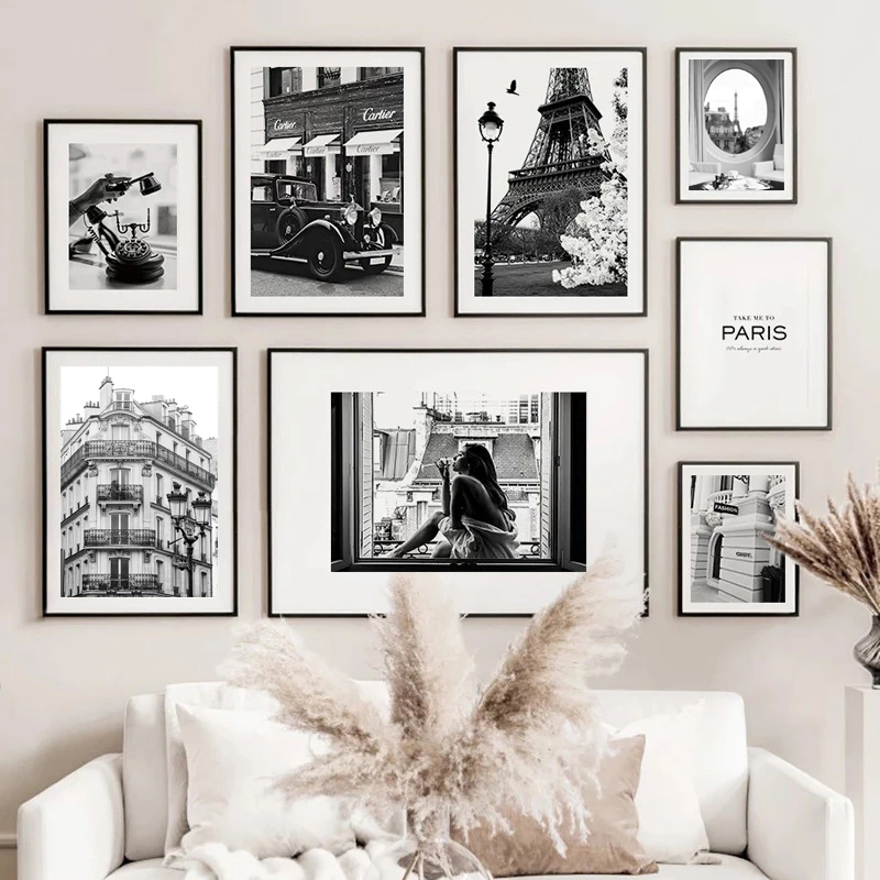 Street Fashion Paris - Fashionable Black and White Posters In