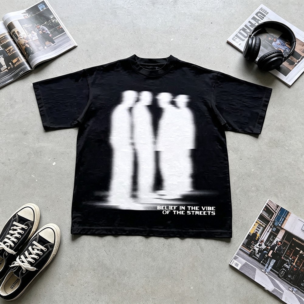 Street Fashion Vibes - Blurry Silhouette Street Vibe Graphic T‑Shirt,