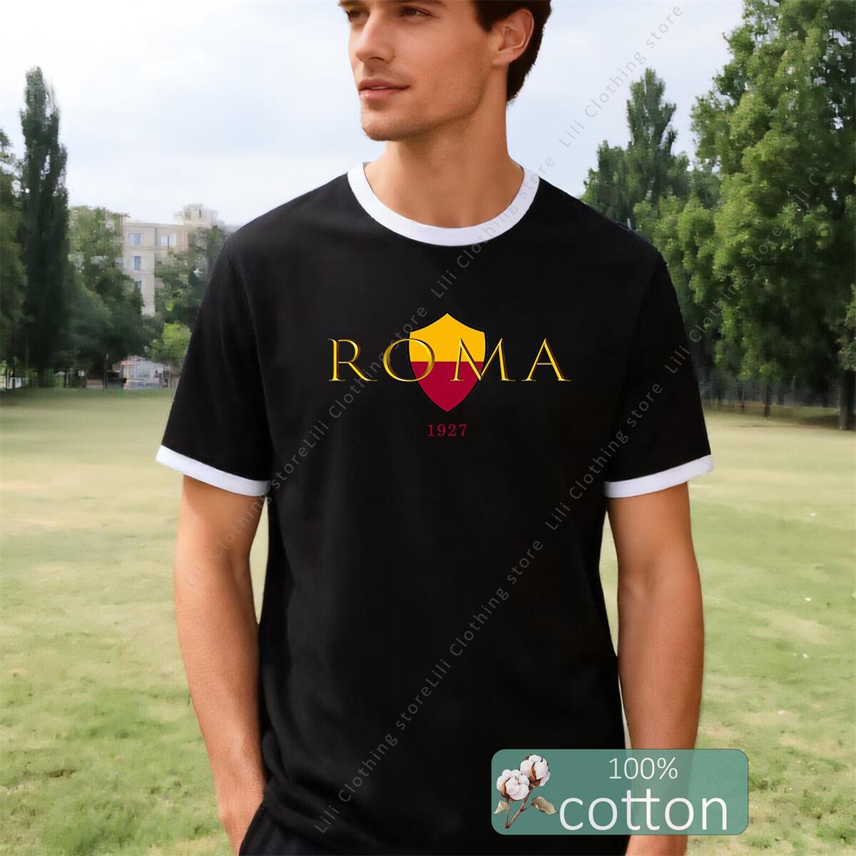 Street Fashion Roma - ROMA Letter Graphic Print Men's T-shirts