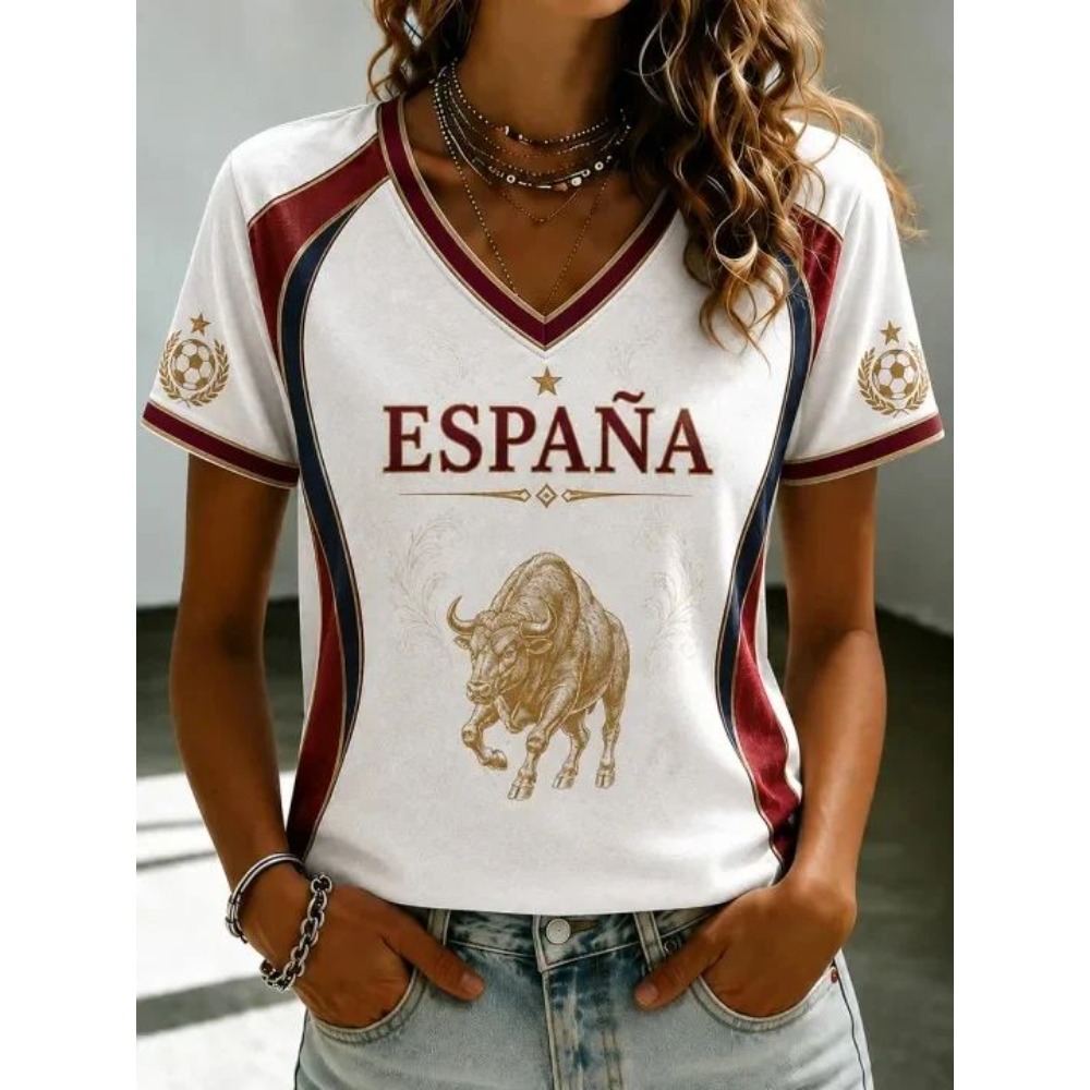 Street Fashion In Spain - 2026 Summer Spain Football Fan T-shirt