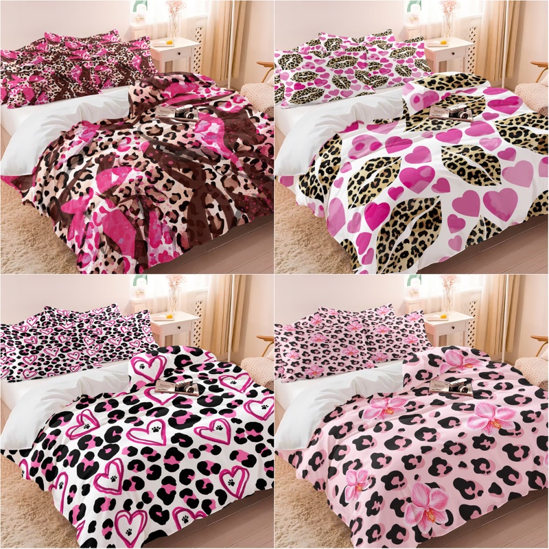 Camo Pattern Set - Pink Leopard Camo Pattern Duvet Cover