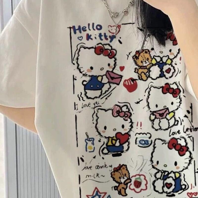 Street For Fashion - Short-Sleeved Summer Hello Kitty Graffiti Printed