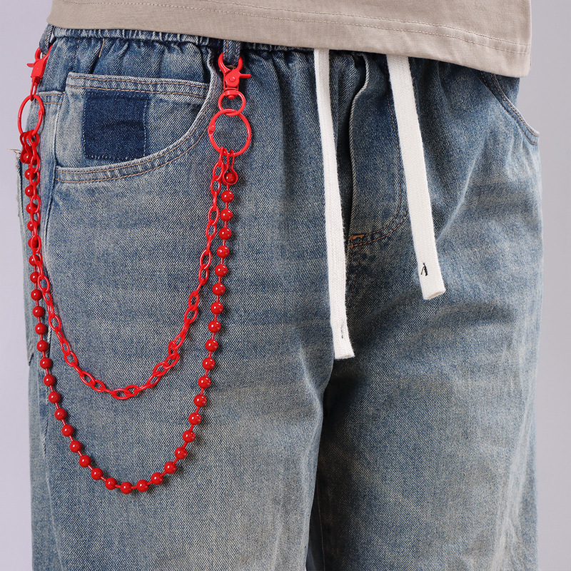 Bright Red Beaded Multi‑Layer  - Street Fashion Harajuku review and price