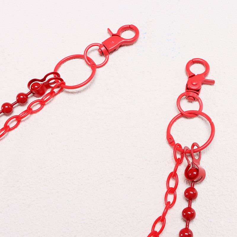 Bright Red Beaded Multi‑Layer  - Street Fashion Harajuku review and price