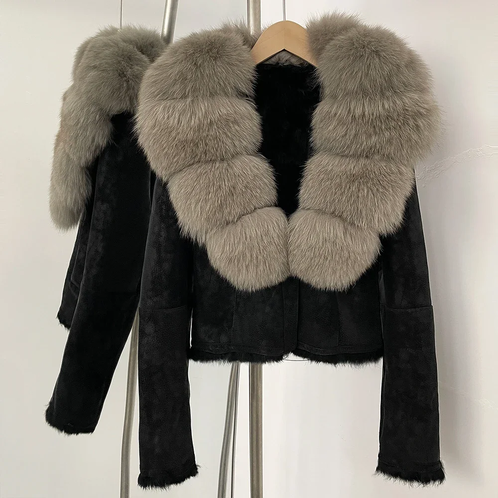 OFTBUY Natural Fox Fur Collar  - Street Fashion Official review and price