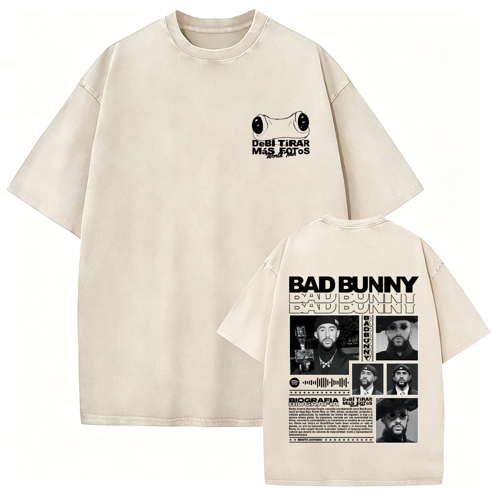 Rapper Bad Bunny Vintage Washe - Foto Street Fashion review and price