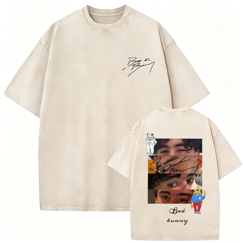 Rapper Bad Bunny Vintage Washe - Foto Street Fashion review and price