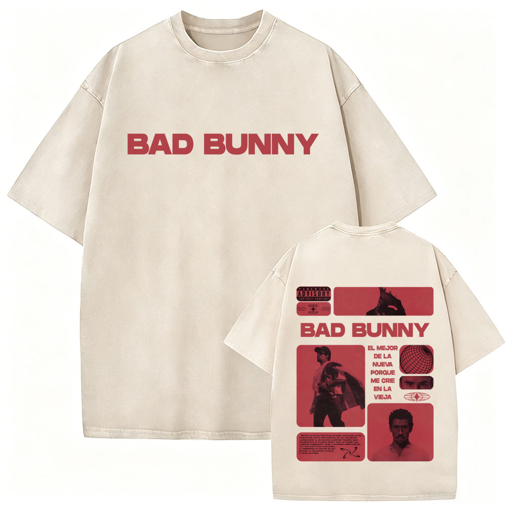 Rapper Bad Bunny Vintage Washe - Foto Street Fashion review and price